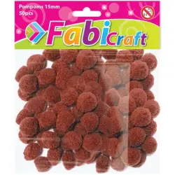 POMPOMS FABI 1.5CM 50 ΤΜΧ. ΚΑΦΕ