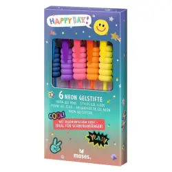 Σετ 6 στυλό gel Happy Day Neon