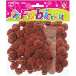 POMPOMS FABI 1.5CM 50 ΤΜΧ. ΚΑΦΕ