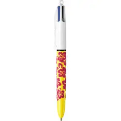 BIC ΣΤΥΛΟ BALLPOINT 1.0MM ΜΕ ΠΟΛΥΧΡΩΜΟ ΜΕΛΑΝΙ 4 COLORS ORIGINAL YELLOW FLOWER
