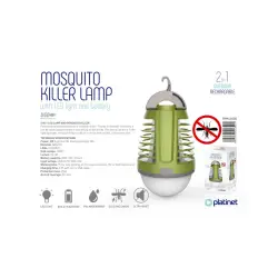 PLATINET LAMP WITH MOSQUITO KILLER LANTERN 5H BAT 6500K IP44 GREEN