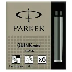 PARKER ΜΕΛΑΝΙ ΑΜΠΟΥΛΑ QUINK MINI ΜΑΥΡΟ 6 ΤΕΜΑΧΙΑ