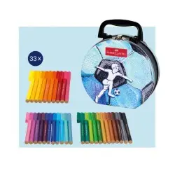 ΜΑΡΚΑΔΟΡΟΙ FABER CASTELL CONNECTOR ΣΕΤ 33 ΤΕΜ ΣΕ ΜΕΤΑΛΛΙΚΟ ΒΑΛΙΤΣΑΚΙ ΠΟΔΟΣΦΑΙΡΟ 155538