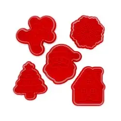 Set of 5 Cookie Cutters with Stamps - Cookie Time!