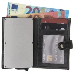 ΠΟΡΤΟΦΟΛΙ SAFETY WALLET HIDE & STITCHES ΜΑΥΡΟ