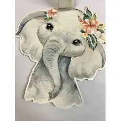 ΛΑΜΠΑΔΑ ΠΛΑΚΕ ΛΕΥΛΗ ΜΕ ΤΥΠΩΜΑ ΕΛΕΦΑΝΤΑΚΙ ΚΑΙ ΞΥΛΙΝΗ ΒΑΣΗ