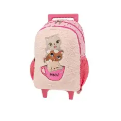 POLO ΣΑΚΙΔΙΟ ΤΡΟΛΛΕΥ JUNIOR ΜΕ ΓΑΤΑΚΙΑ ΡΟΖ 34x25x16