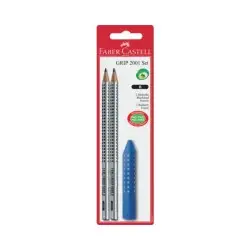 FABER-CASTELL ΣΕΤ 2 ΜΟΛΥΒΙΑ B ΓΚΡΙ GRIP + ΓΟΜΑ ΜΟΛΥΒΙ ΚΟΚΚΙΝΟ - ΜΠΛΕ