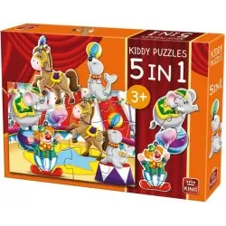 King 5 in 1 Puzzles Jigsaw - The Circus - Big Top - Animals - New & Sealed