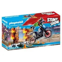 PLAYMOBIL ΜΗΧΑΝΗ MOTOCROSS ΜΕ ΦΛΕΓΟΜΕΝΟ ΤΟΙΧΟ