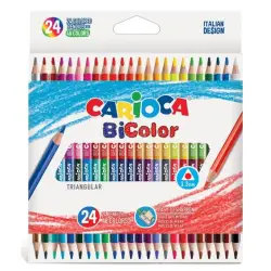 CARIOCA BI-COLOR ΞΥΛΟΜΠΟΓΙΕΣ ΤΡΙΓΩΝΙΚΕΣ ΜΕ ΔΙΠΛΗ ΜΥΤΗ 24 ΤΕΜΑΧΙΑ-48 ΧΡΩΜΑΤΑ
