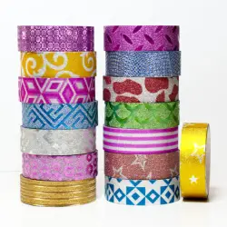 Χαρτοταινία Αυτοκόλλητη Glitter 15mmx3m 15 Σχέδια