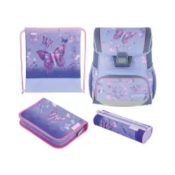Σχολικό σετ Herlitz Loop Plus - Butterfly Paradise, σακίδιο πλάτης, δύο κασετίνες και αθλητική τσάντα
