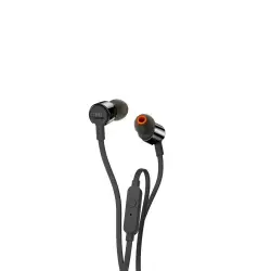 JBL T210E, InEar Universal Headphones 1-button Mic,Remote (Black) - JBLT210BLKE