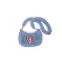 Great Pretenders γούνινο τσαντάκι γαλάζιο `Ουράνιο τόξο-Μονόκερος`