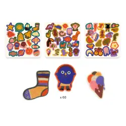 Djeco 60 Αυτοκόλλητα από τσόχα Αστείες φιγούρες
