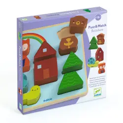 Djeco ξύλινα σφηνώματα και παιχνίδι κατασκευής `Ουράνιο τόξο`