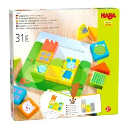 Haba ξύλινο παιχνίδι αντιγραφής με 16 τουβλάκια και 12 κάρτες σχεδίων