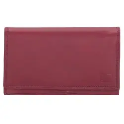 DOUBLE-D Γυναικείο δερμάτινο πορτοφόλι φούξια
