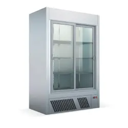 Θάλαμος βιτρίνα inox με συρόμενες πόρτες