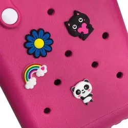 CACTUS CROQBAG με διακοσμητικά pins 16x20 cm - ΦΟΥΞΙΑ