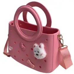 CACTUS CROQBAG με διακοσμητικά pins 22x26 cm - ΡΟΖ