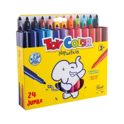 TOY COLOR ΜΑΡΚΑΔΟΡΟΙ JUMBO SUPERWASHABLE BLISTER 24 ΧΡΩΜΑΤΑ Φ5mm KIDS ΑΣΣΟΡΤΙ 3 TΕΜΑΧΙΑ (Το προιόν πωλείται σε μεμονωμένα τεμάχι