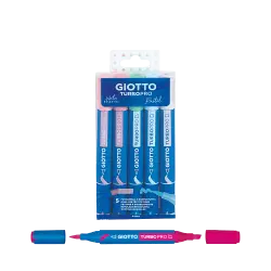 GIOTTO ΜΑΡΚΑΔΟΡΟΙ ΔΙΠΛΗ ΜΥΤΗ BLISTER 5 ΧΡΩΜΑΤΑ Φ1.0-5mm TURBO PRO ΠΑΣΤΕΛ ΑΣΣΟΡΤΙ