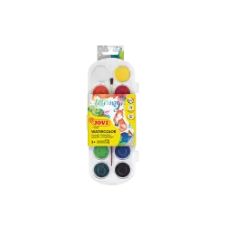 JOVI ΝΕΡΟΧΡΩΜΑΤΑ ΜΕ ΠΙΝΕΛΟ 3+ ΠΛΑΣΤΙΚΟ BLISTER ΔΙΑΜΕΤΡΟΣ 30mm 12 ΧΡΩΜΑΤΑ