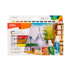 DELI ΧΡΩΜΑ ΑΚΡΥΛΙΚΟ 12 ΧΡΩΜΑΤΑ x 12ml COLOR EMOTION