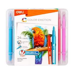 DELI ΜΑΡΚΑΔΟΡΟΙ ΣΧΕΔΙΟΥ ΜΥΤH & ΠΙΝΕΛΟ WASHABLE ΘΗΚΗ ΠΛΑΣΤΙΚΗ 24 ΧΡΩΜΑΤΑ