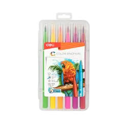 DELI ΜΑΡΚΑΔΟΡΟΙ ΣΧΕΔΙΟΥ ΠΙΝΕΛΟ WASHABLE 12 ΧΡΩΜΑΤΑ ΘΗΚΗ ΠΛΑΣΤΙΚΗ COLOR EMOTION