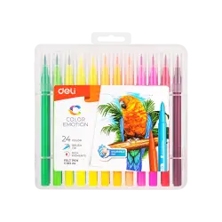 DELI ΜΑΡΚΑΔΟΡΟΙ ΣΧΕΔΙΟΥ ΠΙΝΕΛΟ WASHABLE ΘΗΚΗ ΠΛΑΣΤΙΚΗ 24 ΧΡΩΜΑΤΑ COLOR EMOTION