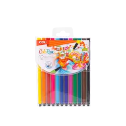 DELI ΜΑΡΚΑΔΟΡΟΙ ΕΞΑΓΩΝΙΚΟΙ WASHABLE ΘΗΚΗ ΠΛΑΣΤΙΚΗ 12 ΧΡΩΜΑΤΑ 1.0-1.2mm COLORUN 12 (Το προιόν πωλείται σε μεμονωμένα τεμάχια του