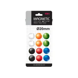 DELI ΜΑΓΝΗΤΕΣ ΣΤΡΟΓΓΥΛΟΙ 20mm ΔΙΑΦΟΡΑ ΧΡΩΜΑΤΑ 12 ΤΕΜΑΧΙΑ