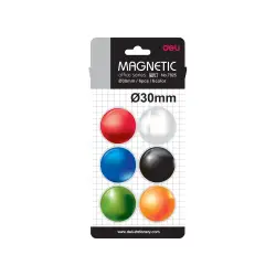 DELI ΜΑΓΝΗΤΕΣ ΣΤΡΟΓΓΥΛΟΙ 30mm ΔΙΑΦΟΡΑ ΧΡΩΜΑΤΑ 6 ΤΕΜΑΧΙΑ