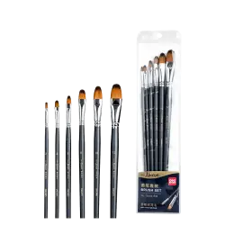 DELI ΠΙΝΕΛΟ ΟΒΑΛ ΤΡΙΧΑ ΣΥΝΘΕΤΙΚΗ BLISTER 6 ΤΕΜΑΧΙΑ Νο 2-4-6-8-10-12 ARTE NEUVO ΓΚΡΙ