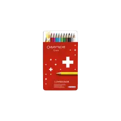 CARAN D'ACHE ΚΡΑΙΓΙΟΝ (ΞΥΛΟΜΠΟΓΙΕΣ) ΚΟΥΤΙ ΜΕΤΑΛΛΙΚΟ 12 ΧΡΩΜΑΤΑ Φ2.8mm SWISSCOLO