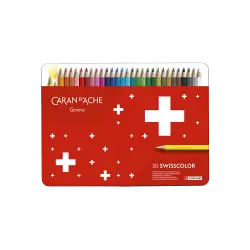 CARAN D'ACHE ΚΡΑΙΓΙΟΝ (ΞΥΛΟΜΠΟΓΙΕΣ) ΚΟΥΤΙ ΜΕΤΑΛΛΙΚΟ 30 ΧΡΩΜΑΤΑ Φ2.8mm SWISSCOLO