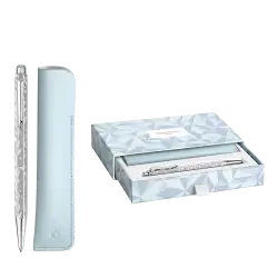 CARAN D'ACHE ΣΤΥΛΟ BALLPOINT ΜΑΥΡΟ ΜΕΛΑΝΙ ΜΕΤΑΛΛΙΚΟ & ΔΕΡΜΑΤΙΝΗ ΘΗΚΗ MEDIUM EC