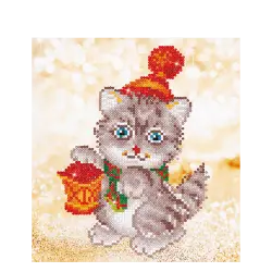 DIAMOND DOTZ ΚΑΤΑΣΚΕΥΗ ΨΗΦΙΔΩΤΟ ΚΑΜΒΑΣ 23x25cm ΧΡΙΣΤΟΥΓΕΝΝΙΑΤΙΚΟ ΓΑΤΑΚΙ