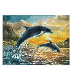 DIAMOND DOTZ ΚΑΤΑΣΚΕΥΗ ΨΗΦΙΔΩΤΟ ΚΑΜΒΑΣ BLISTER 31.5x42cm SQUARES ΔΕΛΦΙΝΙΑ