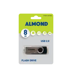 ALMOND FLASH DRIVE USB 2.0 8GB TWISTER ΜΑΥΡΟ