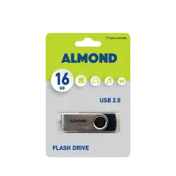 ALMOND FLASH DRIVE USB 2.0 16GB TWISTER ΜΑΥΡΟ