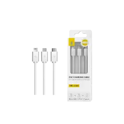 MTK ΚΑΛΩΔΙΟ USB 3 ΣΕ 1 (MICRO USB-IPHONE-TYPE C) 2.4A 1.2m ΛΕΥΚΟ