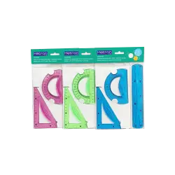 METRON KIDS ΓΕΩΜΕΤΡΙΑΣ ΣΕΤ 3 ΤΕΜΑΧΙΑ ΕΥΚΑΜΠΤΟ BLISTER 20cm ΑΣΣΟΡΤΙ