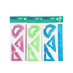 METRON KIDS ΓΕΩΜΕΤΡΙΑΣ ΣΕΤ 4 ΤΕΜΑΧΙΑ ΕΥΚΑΜΠΤΟ BLISTER 30cm ΑΣΣΟΡΤΙ