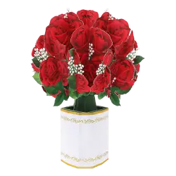 ORIGAMO ΚΑΡΤΑ ΕΥΧΕΤΗΡΙΑ FLOBOUQUET ΚΟΚΚΙΝΑ ΤΡΙΑΝΤΑΦΥΛΛΑ 27x26cm FLOREVER