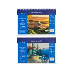 NTELON ΜΠΛΟΚ ΑΚΟΥΑΡΕΛΑΣ ΣΠΙΡΑΛ ΠΛΑΓΙΟ 12 ΦΥΛΛΑ Νo2 20x30cm 220gsm  (Το προιόν πωλείται σε μεμονωμένα τεμάχια του ενός)