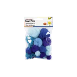 FOLIA ΠΟΜ ΠΟΜ ΣΕΤ 30 ΤΕΜΑΧΙΑ 1-5cm COLOUR TONE MIX ΜΠΛΕ